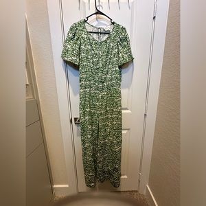 Anthropologie Somerset Jumpsuit. Green and white. Size Large.